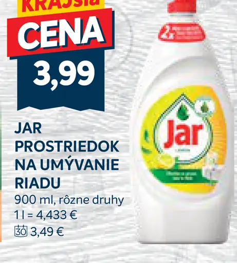 Jar prostriedok na umývanie riadu rôzne druhy