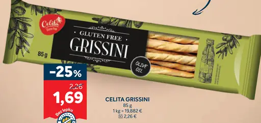 Celita grissini bezlepkové tyčinky s olivovým olejom