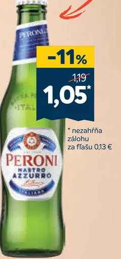 Peroni Nastro Azzurro svetlé pivo fľaša