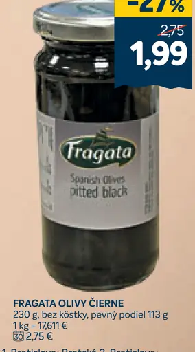 Fragata olivy čierne bez kôstok v náleve