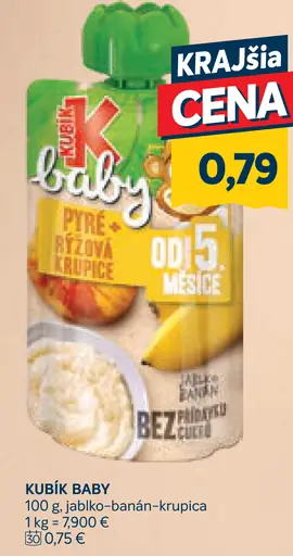 Kubík Baby pyré jablko-banán-krupica