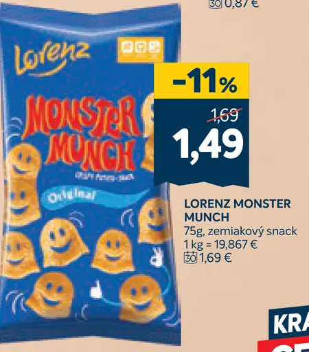 Lorenz Monster Munch Original zemiakový snack smažený