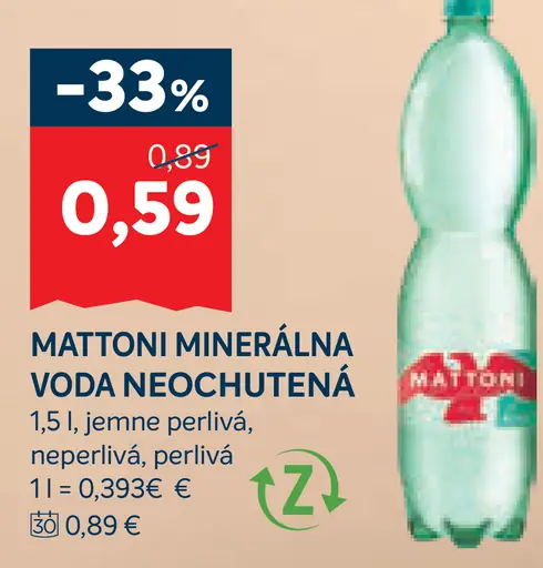 Mattoni minerálna voda neochutená jemne perlivá