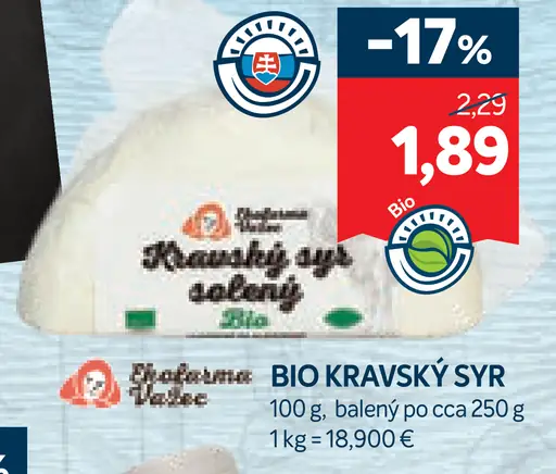 Bio kravský syr mäkký balený