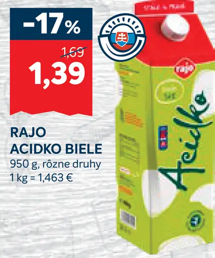 Rajo Acidko biele kyslomliečny nápoj