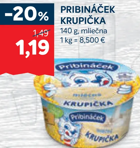 Pribináček Krupička mliečny dezert