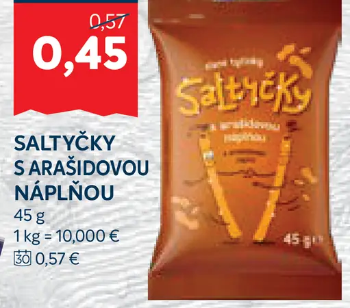 Slaný snack s arašidovou náplňou