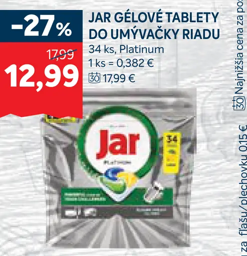 Jar gélo­vé tablety do umývačky riadu Platinum