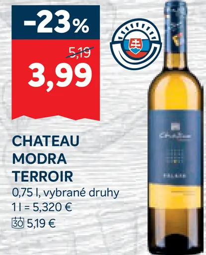 Chateau Modra Terrior víno vybrané druhy