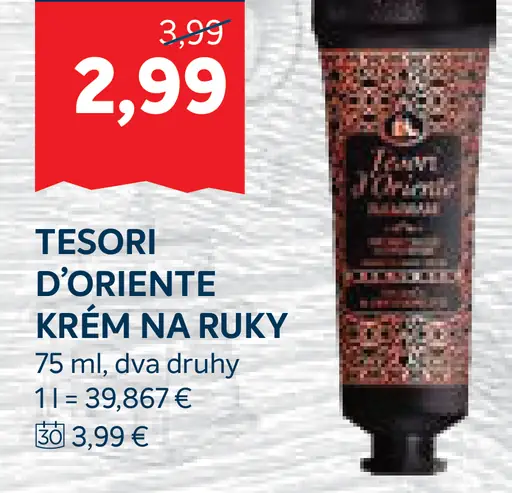 Tesori d’Oriente krém na ruky dva druhy