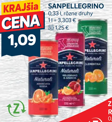 Sanpellegrino nealkoholický nápoj rôzne druhy