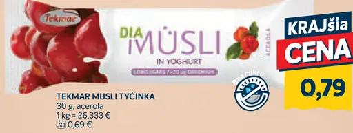 Tekmar Dia Müsli tyčinka v joghurte acerola