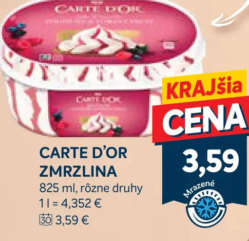 Carte d’Or zmrzlina rôzne druhy