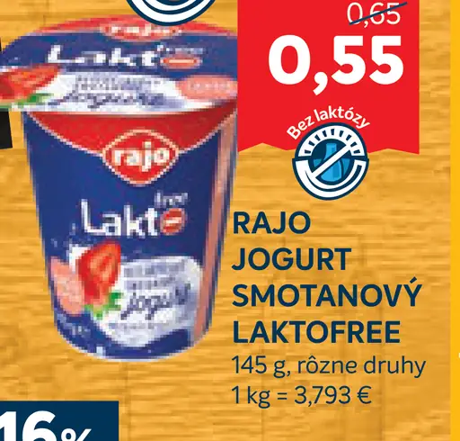 Rajo Laktofree jogurt bezlaktózový smotanový 2 druhy