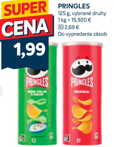 Pringles zemiakové chipsy rôzne druhy