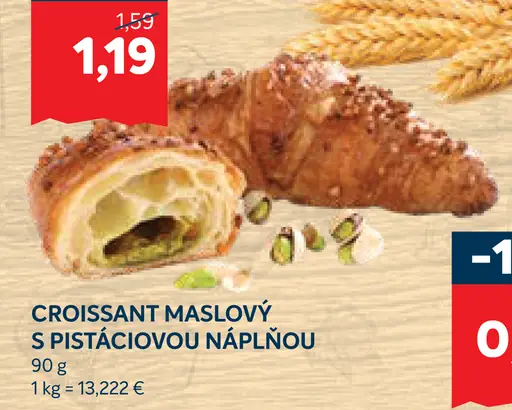 Croissant maslový s pistáciovou náplňou