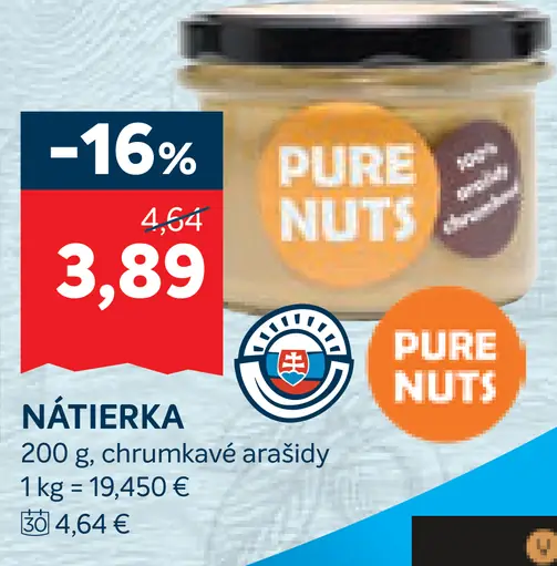 Pure Nuts nátierka chrumkavé arašídy
