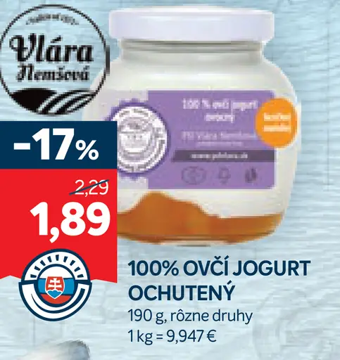 Vlára 100% ovčí jogurt ochutený