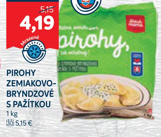 Pirohy zemiakovo-bryndzové mrazené