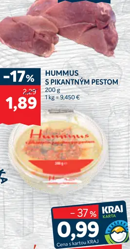 Hummus s pikantným pestom
