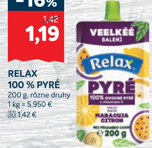 Relax ovocné pyré 100 % rôzne druhy