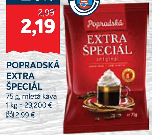 Popradská Extra špeciál originál mletá káva