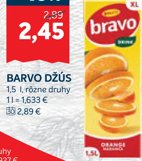 Bravo ovocný nápoj viac druhov