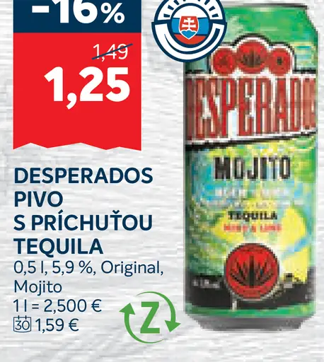 Desperados Pivo s príchuťou tequila plechovka