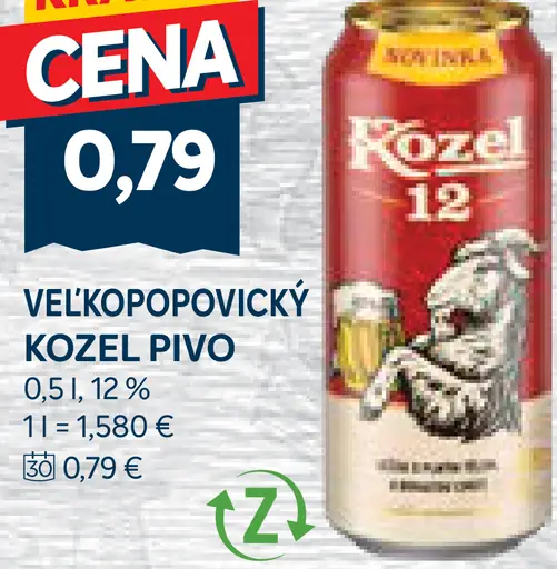 Velkopopovický Kozel pivo plechovka