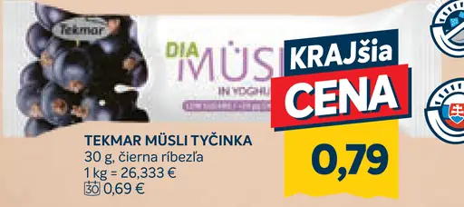 Tekmar Dia Müslí tyčinka čierna ríbezľa v jogurte