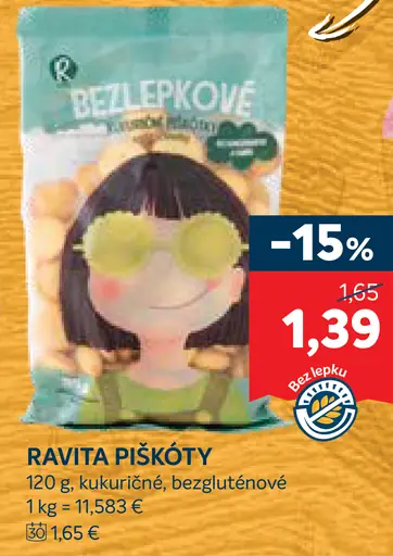 Ravita bezlepkové kukuričné piškóty