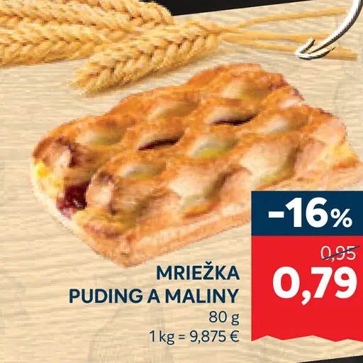 Mriežka puding a maliny