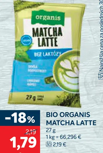 Organis Matcha Latte bez laktózy bio