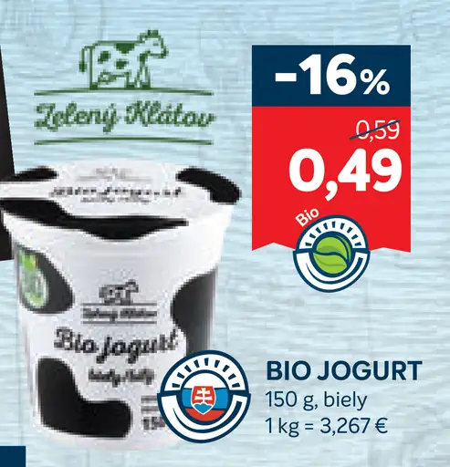 Zelený kľúčik bio jogurt biely