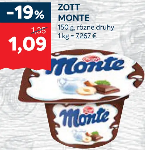 Zott Monte Maxi mliečny dezert