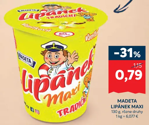 Madeta Lipánek Maxi tradičný tvarohový dezert