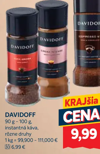 Davidoff instantná káva rôzne druhy