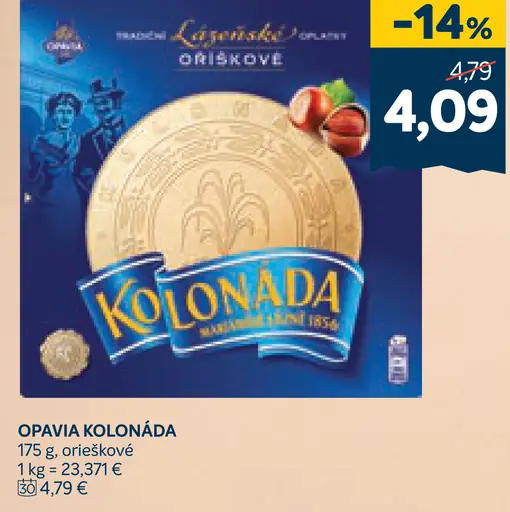 Opavia Kolonáda oplátky orieškové