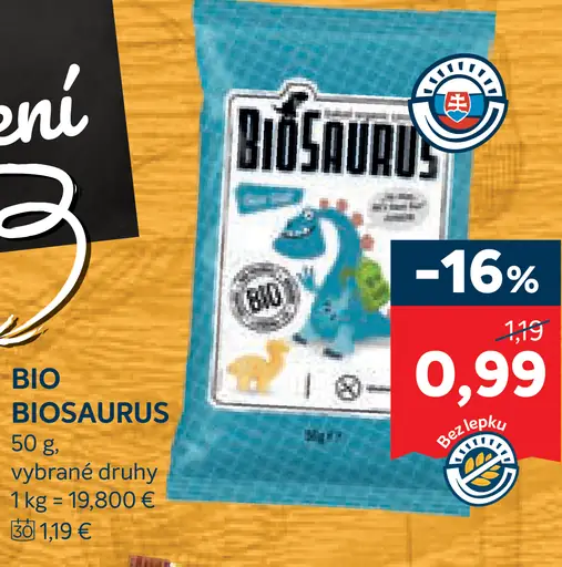 BioSaurus kukuričné chrumky