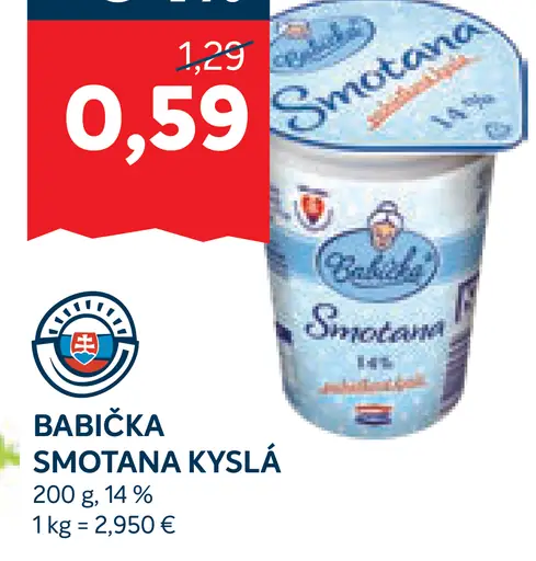 Babička smotana kyslá 14%