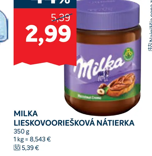 Milka Lieskooriešková nátierka