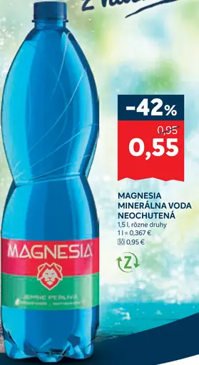 Magnesia Prírodná minerálna voda neperlivá