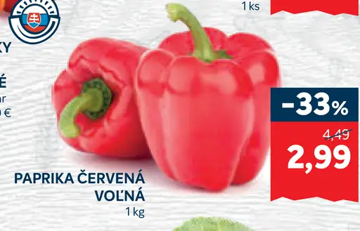 Paprika červená voľná
