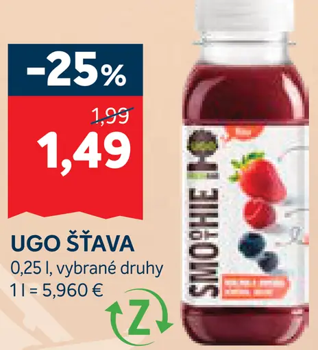 Ugo šťava vybrané druhy