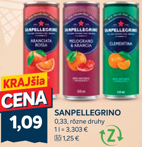 Sanpellegrino nealkoholický nápoj rôzne druhy
