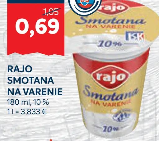 Rajo Smotana na varenie 10%