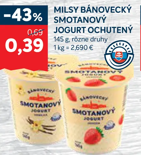Milsy Bánovecký smotanový jogurt marhuľa