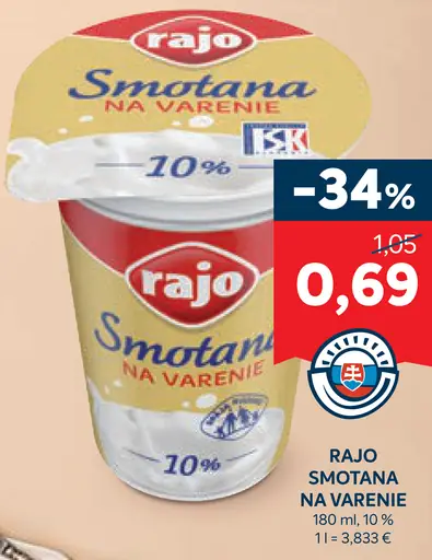 Rajo Smotana na varenie 10%