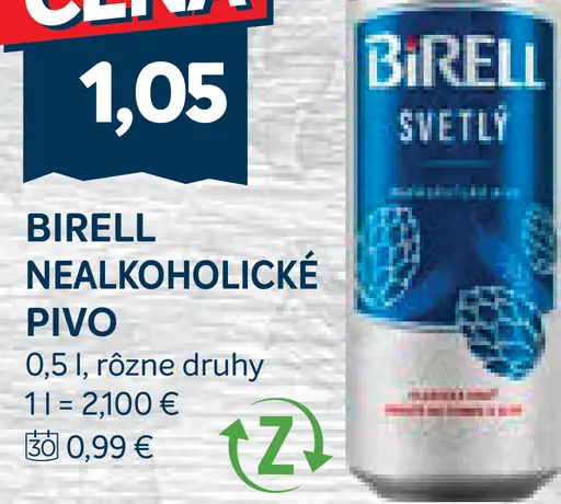 Birell Svetlý nealkoholické pivo plechovka