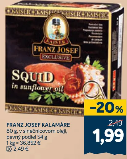 Franz Josef Kalamáre v slnečnicovom oleji